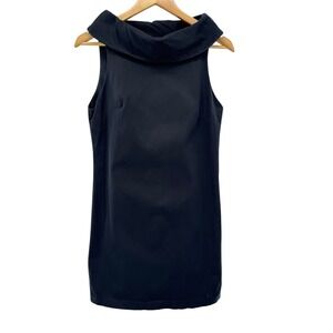 Milly of New York Black Cowl Neck Sleeveless Sheath Dress 4 VTG Classic Made USA